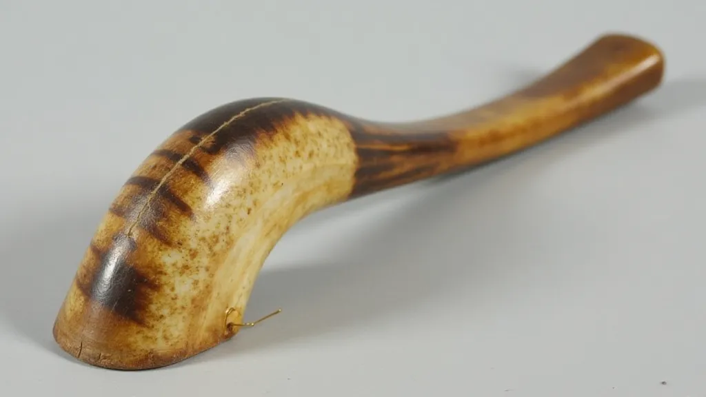 Vintage horn shoehorn handle with carved floral design