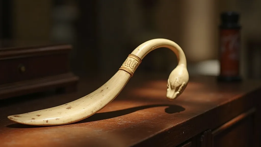 Vintage ivory shoehorn with swan neck handle